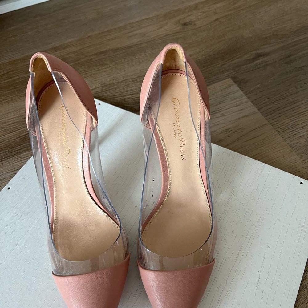 Gianvito Rossi Pink and Clear Heels